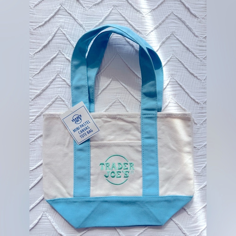 Trader Joe’s Mini Pastel Canvas Tote Bag - blue